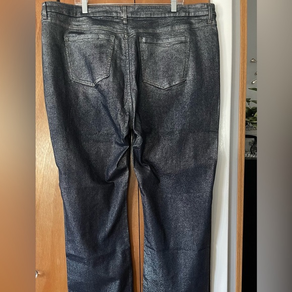 Plus size bootleg semi-sparkle denim jeans. (New-never worn). Dark Navy color. - Picture 3 of 7